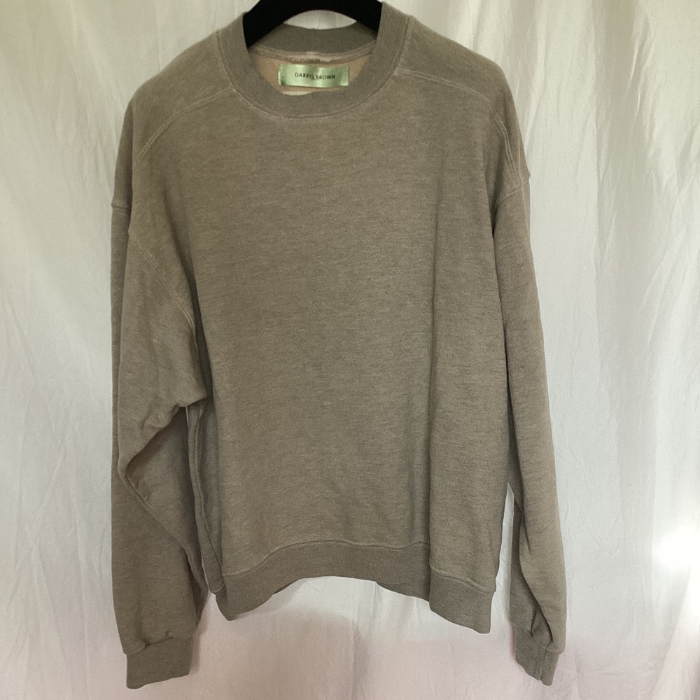Darryl Brown mens Oversized crewneck  Sweatshirt. Greige. S
